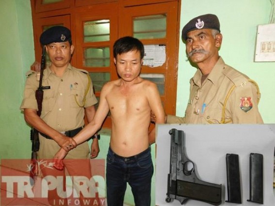 One arrested with 9mm pistol at Agartala